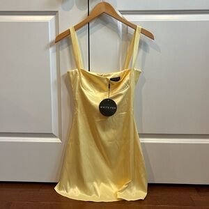 White Fox Boutique Yellow Satin Mini Dress